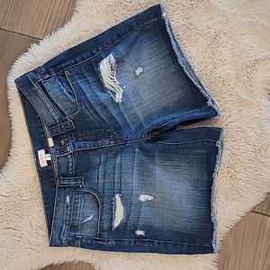 J.Crew Distressed Medium Blue Wash Denim Shorts Size 27